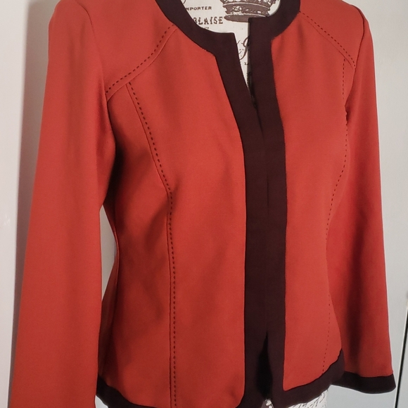 Studio I Petite Mod Orange Vintage Open Blazer - Picture 4 of 7